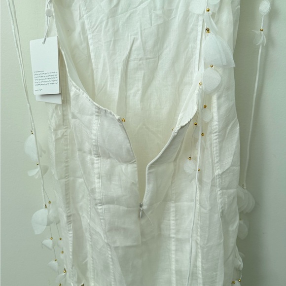 NWT ZIMMERMANN Petal Appliqué Linen Silk Corset Gown White Midi Dress Size 1 - Picture 11 of 15